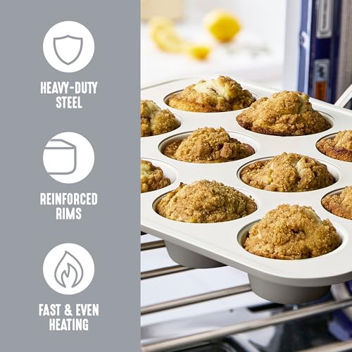 GreenLife 12 Cup Ceramic Nonstick Muffin Pan, Gray - color: Gray, size: 12 Cup Muffin Pan