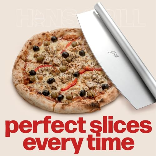 Hans Grill Pizza Cutter Rocker Blade, 14 Inch Stainless Steel
