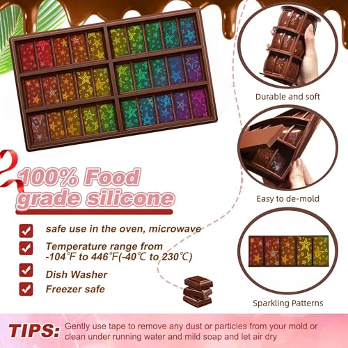 Christmas Star Candy Molds Holographic Chocolate Mold Silicone - color: Star, style: Rectangle