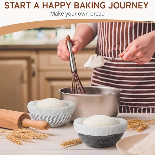 6 Set Mini Banneton Basket for Sourdough Bread Proofing, Blue Gray - color: Blue Gray, size: 5.5 x 2.36 Inches
