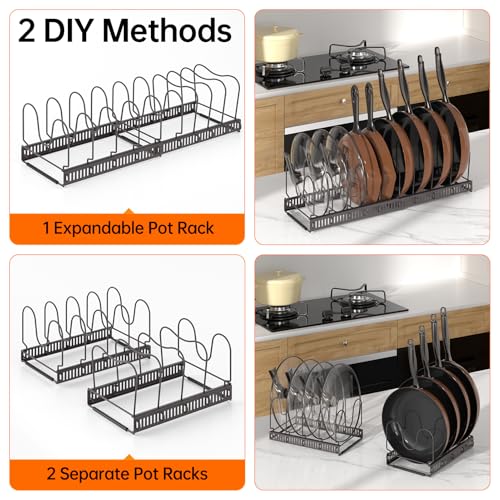 MUDEELA Expandable Pot Pan Lid Organizers inside Cabinet, 10 Divider-Bronze - color: Bronze, size: 10 Dividers