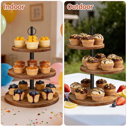 Cupcake Stand, 3 Tier Cake Stand Rustic Dessert Table Display Set, 2 Pack