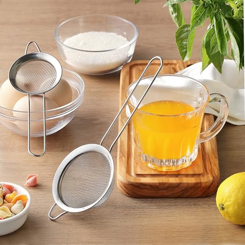 Fine Mesh Strainers, 2 Pack Mini Metal Sieve with Handle for Kitchen Filter