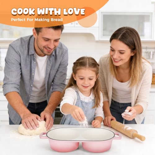Double Dutch Oven for Sourdough Bread Baking, 2.6QT (Pink) - color: Pink