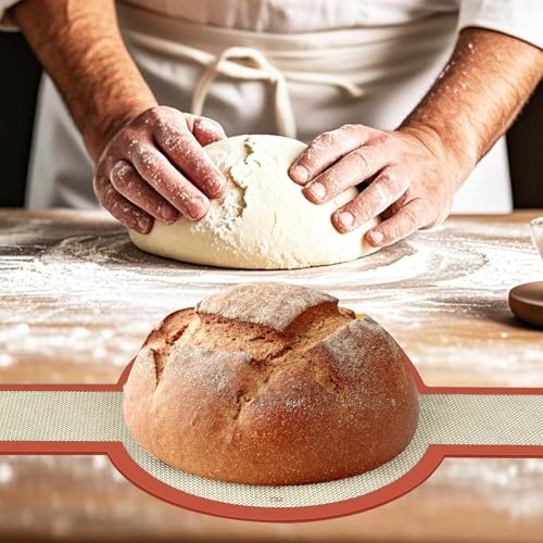 Silicone Bread Sling, 2Pcs Silicone Baking Sling with Longer Handles, Non-Stick & Easy Clean Dutch Oven Baking Mat to Transfer SourDough Easily, Reusable Bread Mat Set - color: 2 Pcs Red Round