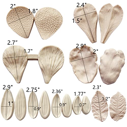 12set Gumpaste Flower Silicone Veiner Molds and Stainless Steel Cutter Set