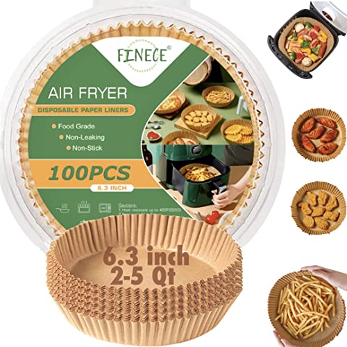 Air Fryer Liners Round, 100PCS for 2 to 5 Qt Air Fryer Disposable Paper Liner, 6.3 inch Unbleached Non-stick Oil-proof Parchment Paper - size: Round 6.3 IN