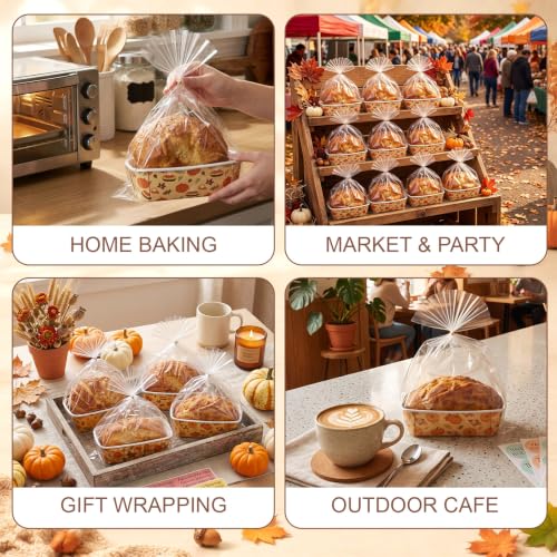 80 Sets Fall Paper Loaf Pan Bulk 6.3 x 2.2 x 2.2 In Mini Cake Pan