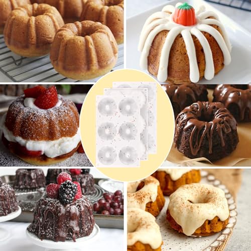 HUAKENER 3 Pcs Mini Fluted Cake Pan, 6-Cavity Fluted Tube Cake Pan - color: Fluted Tube Pan C - 3 Pack