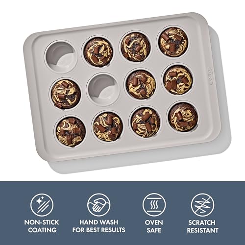 OXO Good Grips Non-Stick Pro Ceramic Coated Metal Bakeware, 12 Cup Muffin - color: Storm Blue, size: Muffin Pan