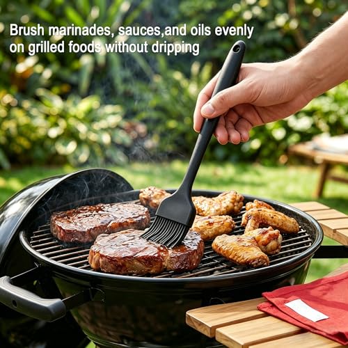 2 Pack Silicone Basting Brushes, Heat Safe for BBQ Baking Pastry - color: Black