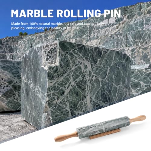 Natural Green Marble Rolling Pin, Non-Stick Polished Dough Roller, Pasta, Dumpling, Fondant, Pie Crust, Bread, Pizza Dough, Kitchen Baking Pastry Tools - color: Natural Green Marble with Pastry Mat