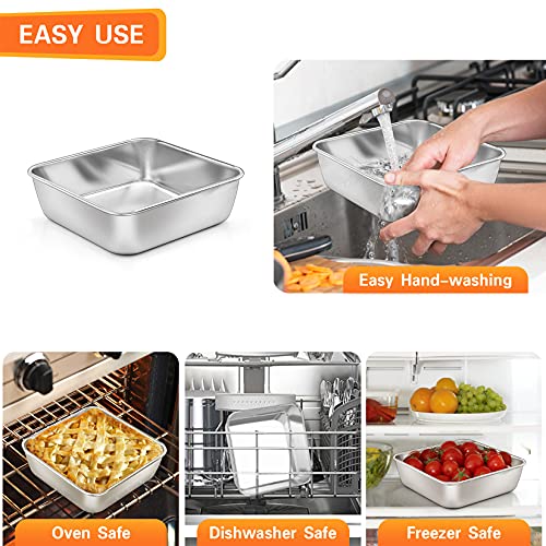 P&P CHEF Square 6x6 Baking Cake Pan, 4 Pcs Stainless Steel Brownie Pan - size: 6 Inch