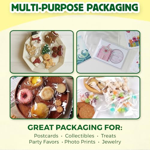 Seal Fresh Self Sealing Cellophane Bags - 6" x 6" (1000 Count) - Clear Plastic Resealable Cello Bag - Cellophane Treat Bags, Cookie Bags for Packaging, Candy bags, Cello Bags, Pastry Bags - size: 6" x 6"