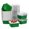 50 Pcs Mini Square Baking Cups with Lids,5oz Aluminum Foil Mini Cake Pans with Lids,Disposable Ramekins Cake Pans,150ml Dessert Cups Cupcake Pans for Wedding Birthday Party,Dark Green - color: Dark Green, size: 5oz