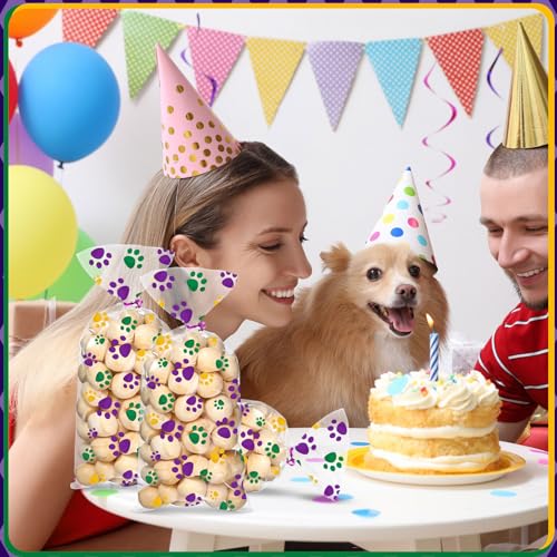 Blulu 100 Pcs Dog Treat Bags Puppy Party Favor, Carnival Colors - color: Carnival Colors