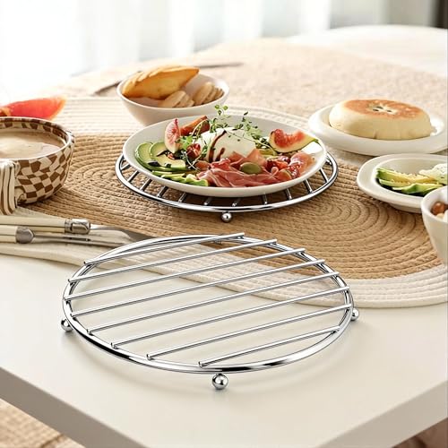 2 Pack Stainless Steel Trivets, Heat Resistant Pot Holder, Round.