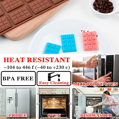2 Pieces Silicone Break Apart Chocolate Moulds,Silicone Square Mold,Non-Stick Candy Chocolate Bar Mold,Reusable Candy Protein Silicone Chocolate Mold - color: 2 Pieces