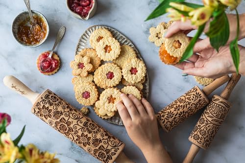 MEADOW Embossing Rolling Pin. Laser Engraved Rolling Pin for Pottery and Cookies by Algis Crafts