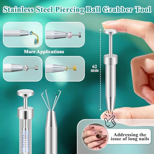 Piercing Ball Grabber Tool, Jewelry Changing & Insertion Kit 16G-20G - color: Set NO2. Thread+Threadless+Ball Grabber Tool