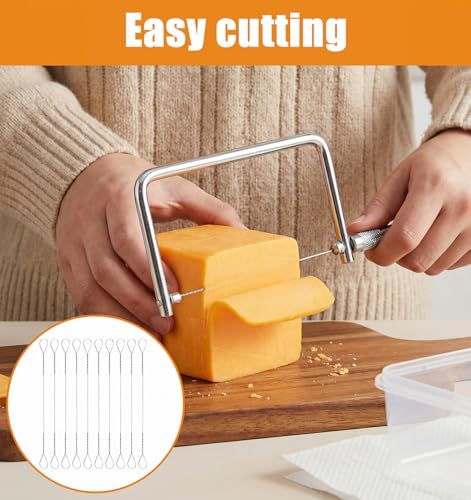 10 Pcs Cheese Cutting Wire Replacement, 5.5" Stainless Steel Replacement Wires for Cheese Slicer, Easy To Use Wires for Marble Cheeses Slicer, Egg & Butter (Fits Slicing Board)