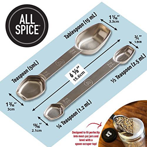 AllSpice Stainless Steel Double Sided Measuring Spoon Set - size: 2 Spoon Set