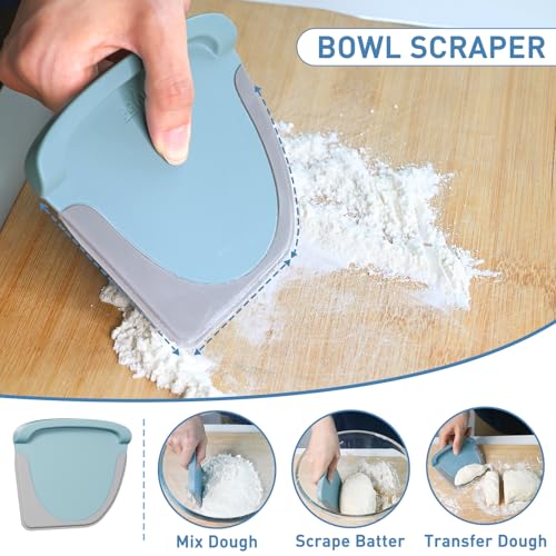 2 IN 1 Upgrade Bench Scraper, Dough Scraper, Stainless Steeel with Scale - color: Blue