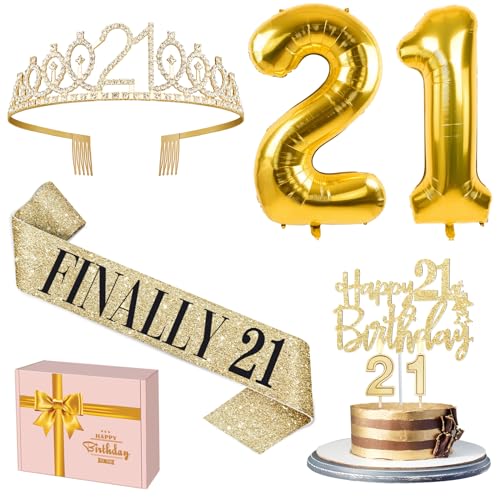 YeohJoy Gold 21st Birthday Decorations for Her - style: 21st