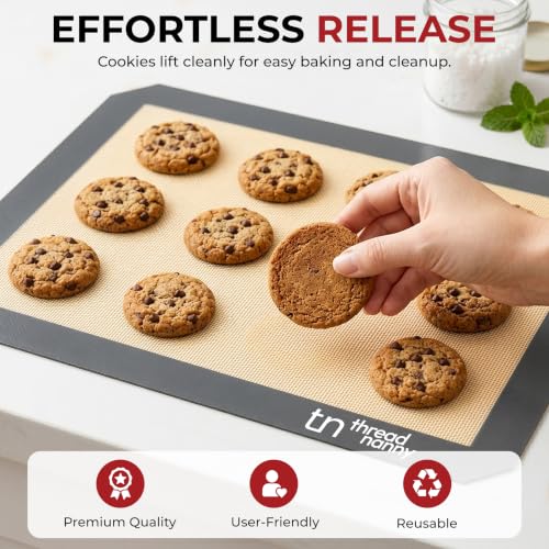 Silicone Baking Mats Half Sheet Non Stick for Oven Reusable 4 Pack - Thick Heavy Duty Silicone Baking Mat Cookie Sheet 1/2 Size for Macaron & Pastry - Half Size Rectangular Cooking Oven Liner Pad - size: 4 Half Sheets