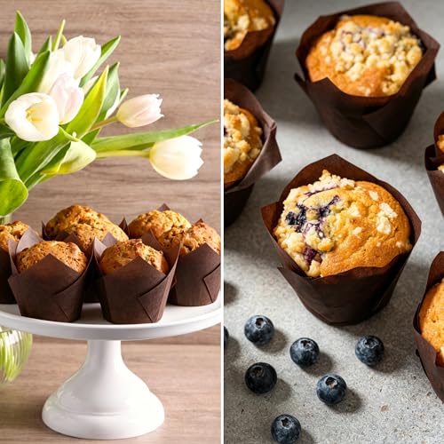 Ruisita 150 Pcs Mini Cupcake Liners Muffin Liners Baking Cups - color: Brown