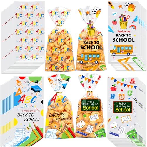 BCCSNNM 100 PCS Back to School Cellophane Goodie Bags - color: Back to School