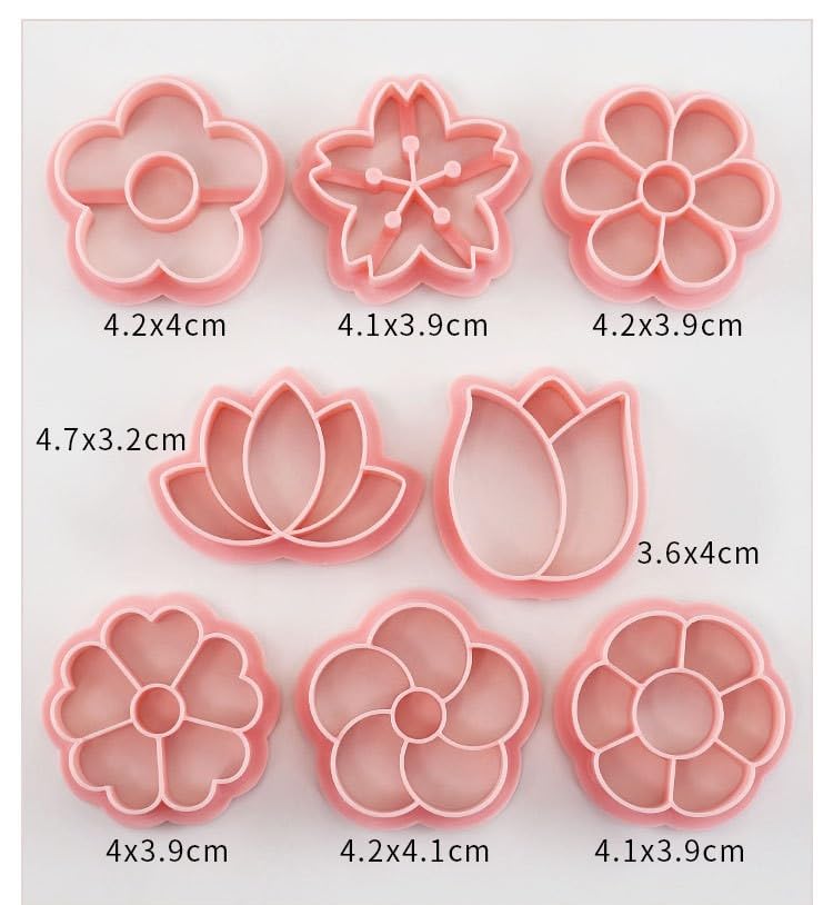 MayeBridge Cookie Cutter 8 Pieces Flower Cookie Cutters Plastic Cookie Stamps Cookie Mould Press Cross Cookie Mould Set Baking Kitchen Tools (Flower 1115A) - color: Flower 1115A