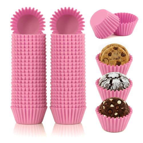 1000 Pcs Mini Cupcake Liners Baking Cups Paper Cupcake Small Muffin Liner Chocolate Dessert Cupcakes Wrapper Baking Cups for Cooking (Pink)