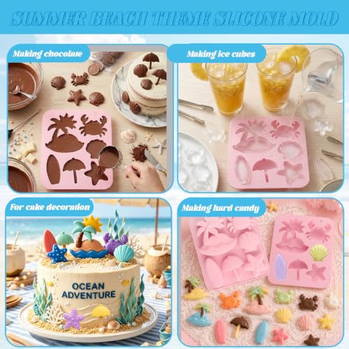 Summer Beach Silicone Mold 2Pc Summer Ocean Silicone Fondant Molds - color: summer pink