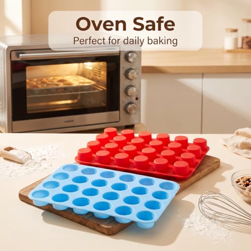 2 Pack 24-Cup Silicone Muffin Pan Nonstick Dishwasher Safe Food Grade