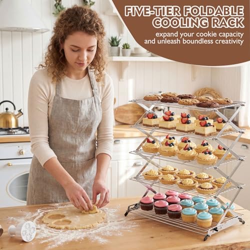 Novabright 5 Tier Collapsible Cooling Rack for Baking 16" x 10" Stainless