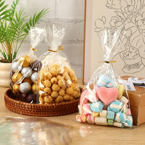 Augshy 300Pcs Candy Bags for Party Favors Clear Cake Pop Wrappers Supplies - size: 1 Count (Pack of 300)