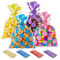 Happy Face Cellophane Bags 200 Pack, Goody Bags with Ties, Treat Gift Bags - color: 200Pcs Yellow Red Purple Blue