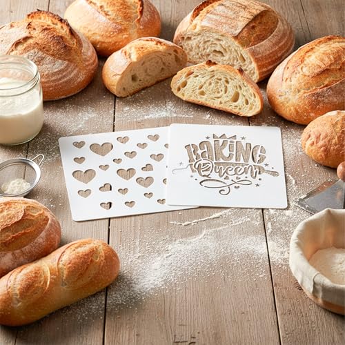 16 PCS Sourdough Bread Stencils for Baking 5.9 X 5.9 Inch Artisan Baking Tool Set Reusable Templates for Cookie, Cake and Pie Decorating 16 Styles