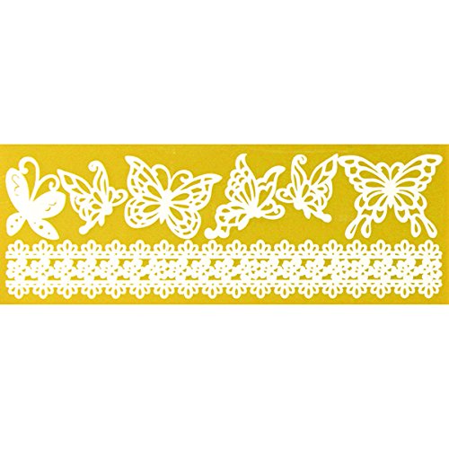Global Sugar Art Silicone Cake Lace Mat, Butterflies & Ribbon Lace Mold - style: Butterflies & Ribbon
