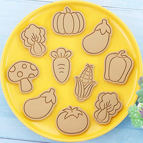 8 Pcs Vegetable Cookie Cutter,Cookie Stamps,Biscuit Cutters (Vegetables)