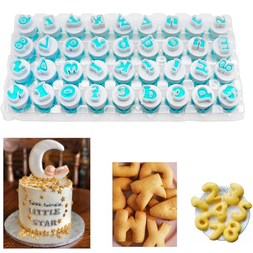 Alphabet Number Fondant Cutters,Fondant Letter Stamps For Cake Decorating,Cookie Cutters Set for Biscuit Cheese Baking Fruit Veggie Clay Cutters For Kids (Lowercase & Number Cutters)