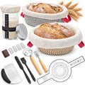 Sourdough Starter Kit Gift Set – 21Pcs Complete Baking Tools with 22oz Jar, Oval Banneton Basket, Dough Whisk, Bread Lame & Silicone Liners, Perfect for Artisan Home Bakers