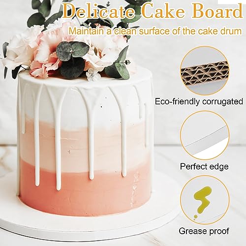 6 PCS Cake Drums 10 Inch, 10inch Drum, Cake Boards 10 Inch Round, 1/2" Thick Cardboard, Sturdy Circle, Base para Pastel Cardboard Base White Cake Boards for Wedding - size: 10 Inch