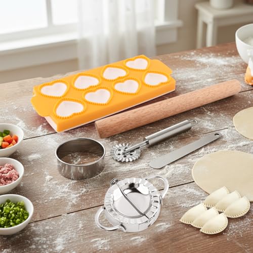 8PCS Ravioli Maker Press Set,for Homemade Pasta,Dumpling,Pastry Kit - color: Yellow