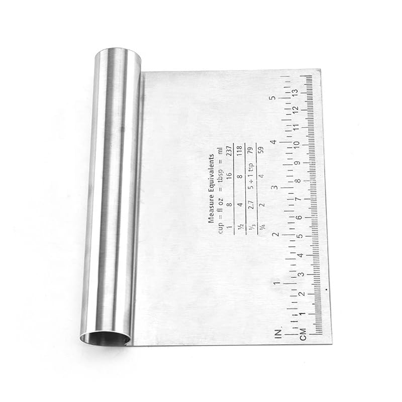 Stainless Steel Dough Scraper, Multi-Purpose Pastry Bench Tool with Measurement Guide