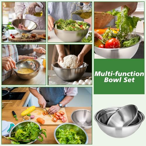 Honeydak 8 Pack Stainless Steel Mixing Bowls 1.3, 1.7, 2.6, and 3.2 Qt - size: 1.3, 1.7, 2.6, and 3.2 Qt