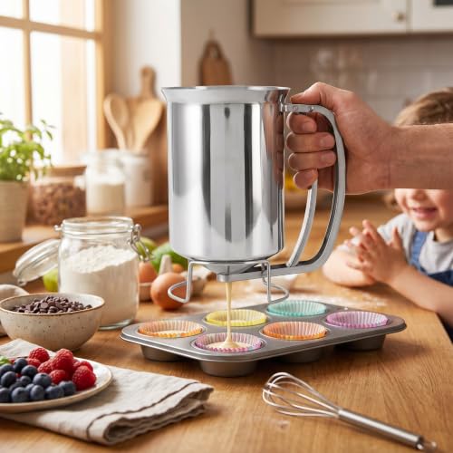 GLOGLOW 1000ml Stainless Steel Pancake Batter Dispenser