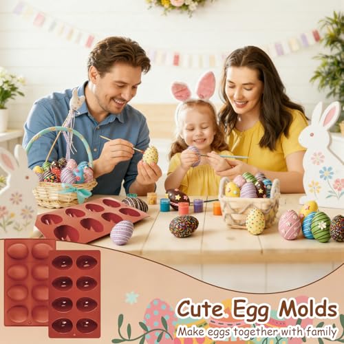 Morofme 2pcs Easter Egg Silicone Molds 8 Cavity Eggs Pan Baking Egg Chocolate Molds Easter Candy Mold Eggs Shape Jello Mold for DIY Craftwork Soap Wax Dessert Cookie Pudding Ice Cube - color: Egg