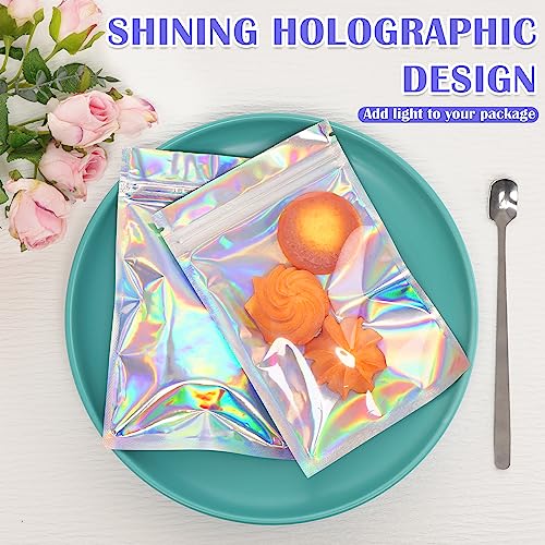 JETMORE Mylar Bags 100PCS Holographic Bags Candy Treat Small Gift Bags 4x6" - color: Holographic, size: 4*6inch